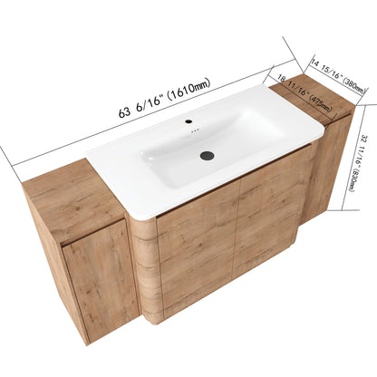 Freestanding Bathroom Vanity With Sink, 2 Small Storage Cabinets, Soft Close Doors