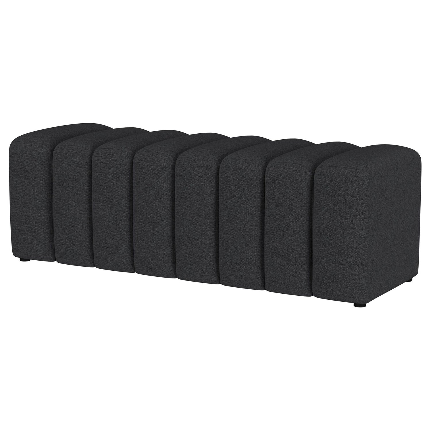 Modern Upholstered Tufted Accent Bench &amp; Round Legs