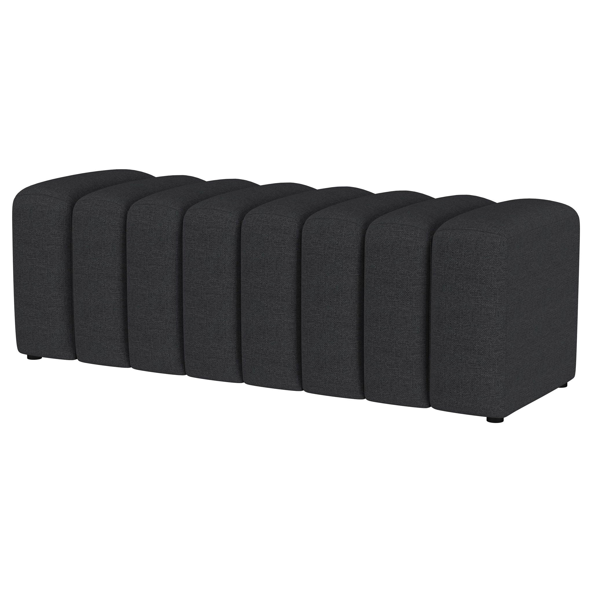 Modern Upholstered Tufted Accent Bench &amp; Round Legs
