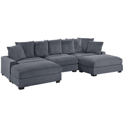 5 Piece Modular Sectional Set Couch With LAF &amp; RAF Chairs, Living Room Furniture - Dark Gray