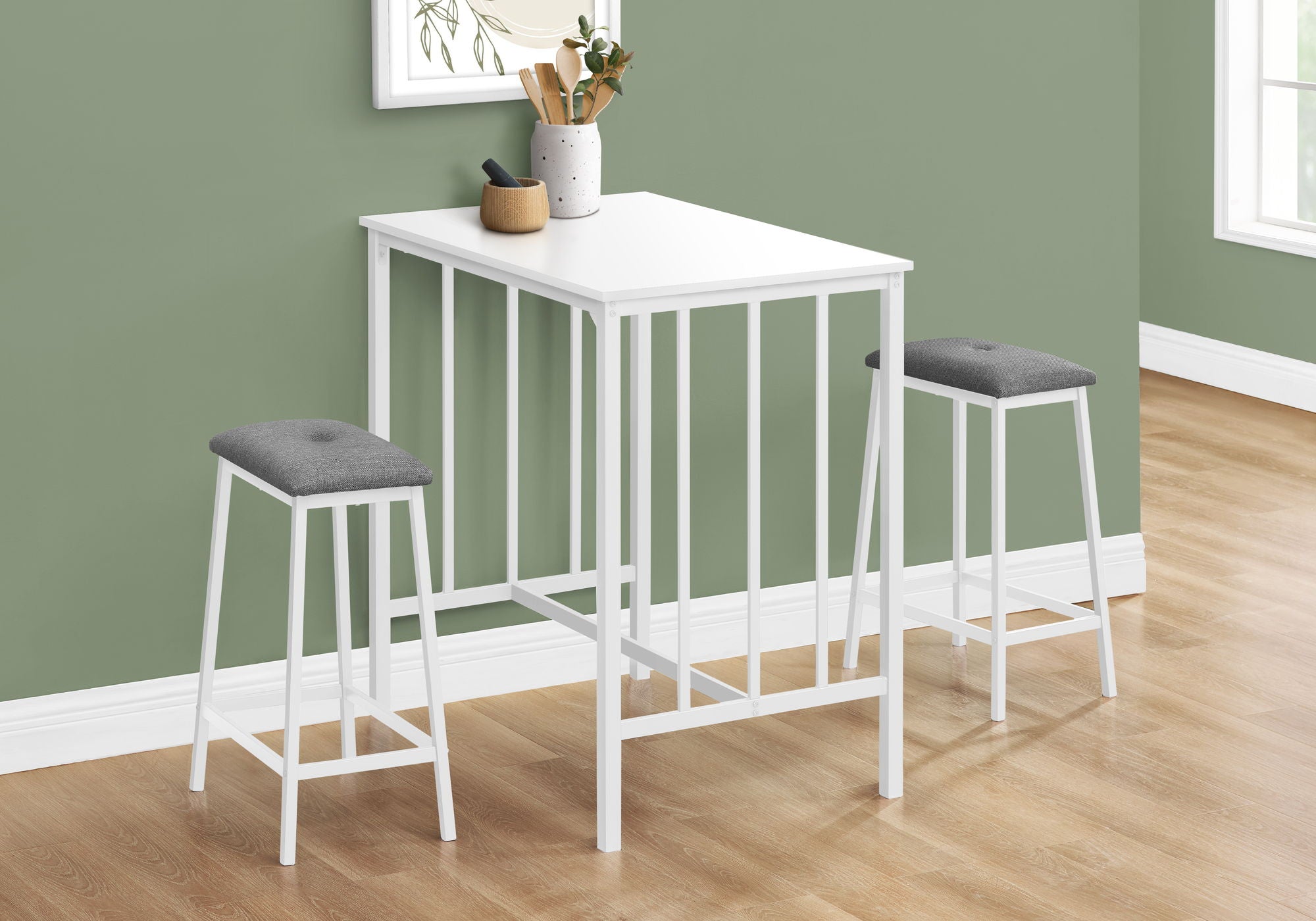 3 Pieces Dining Set, Counter Height, Rectangular, Small, Contemporary &amp; Modern