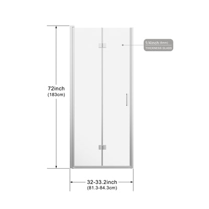 Bifold Frameless Shower Door With Tempered Clear Glass