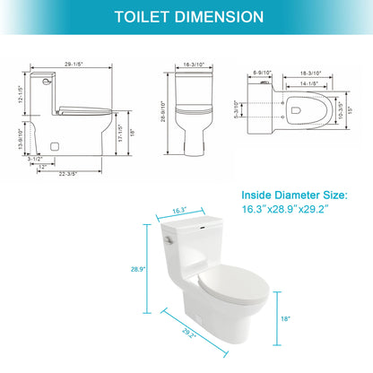 1 Piece Toilet &amp; Soft Closing Seat - White