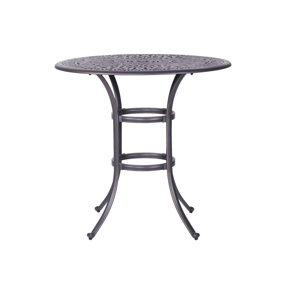 Round 42&quot; Long Bar Height Dining Set With Cushions