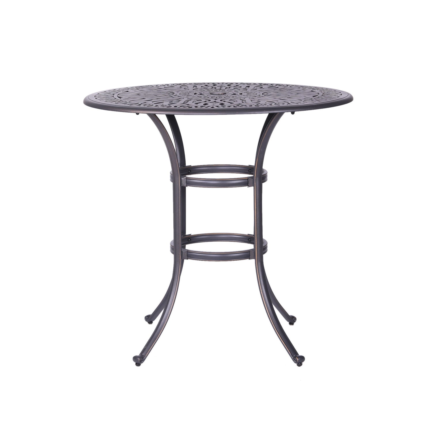 Round 42&quot; Long Bar Height Dining Set With Cushions