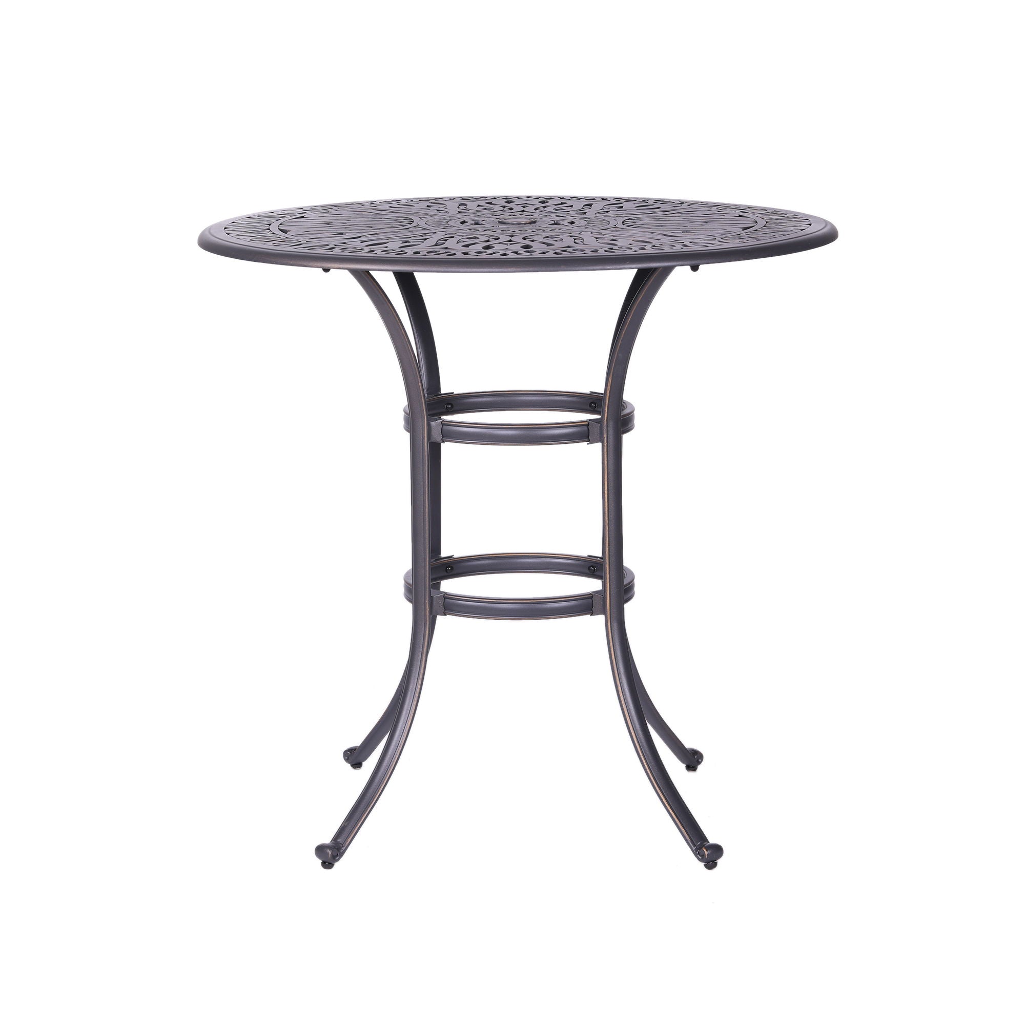 Round 42&quot; Long Bar Height Dining Set With Cushions