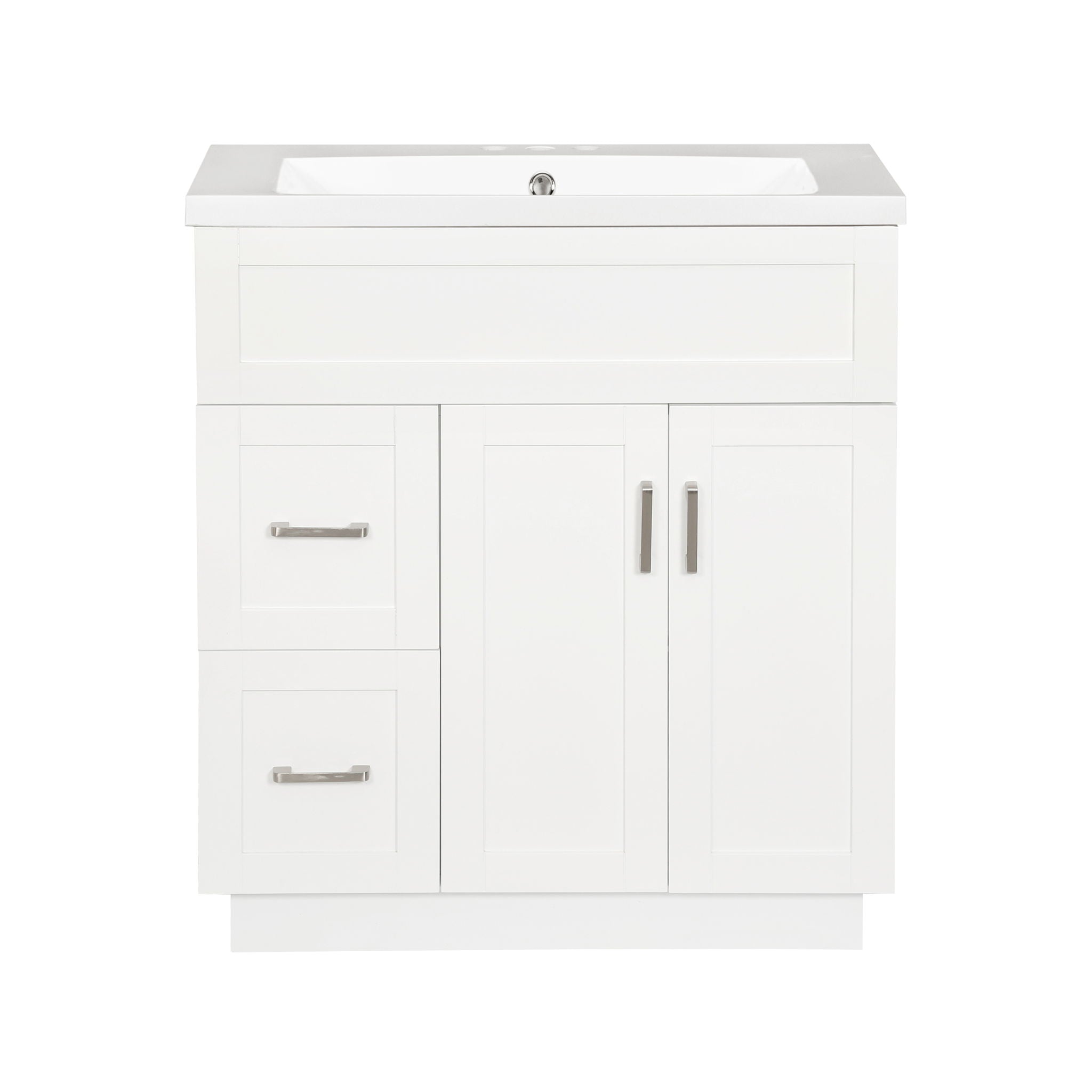 Bathroom Vanity With 2 Doors, 2 Drawers, Adjustable Shelf, Hidden Slides &amp; Soft Close Hinges