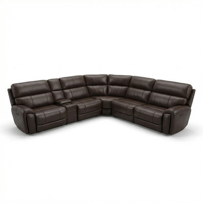 Brazil - Power Sectional With Adjustable Headrest &amp; Footrest - Dark Brown