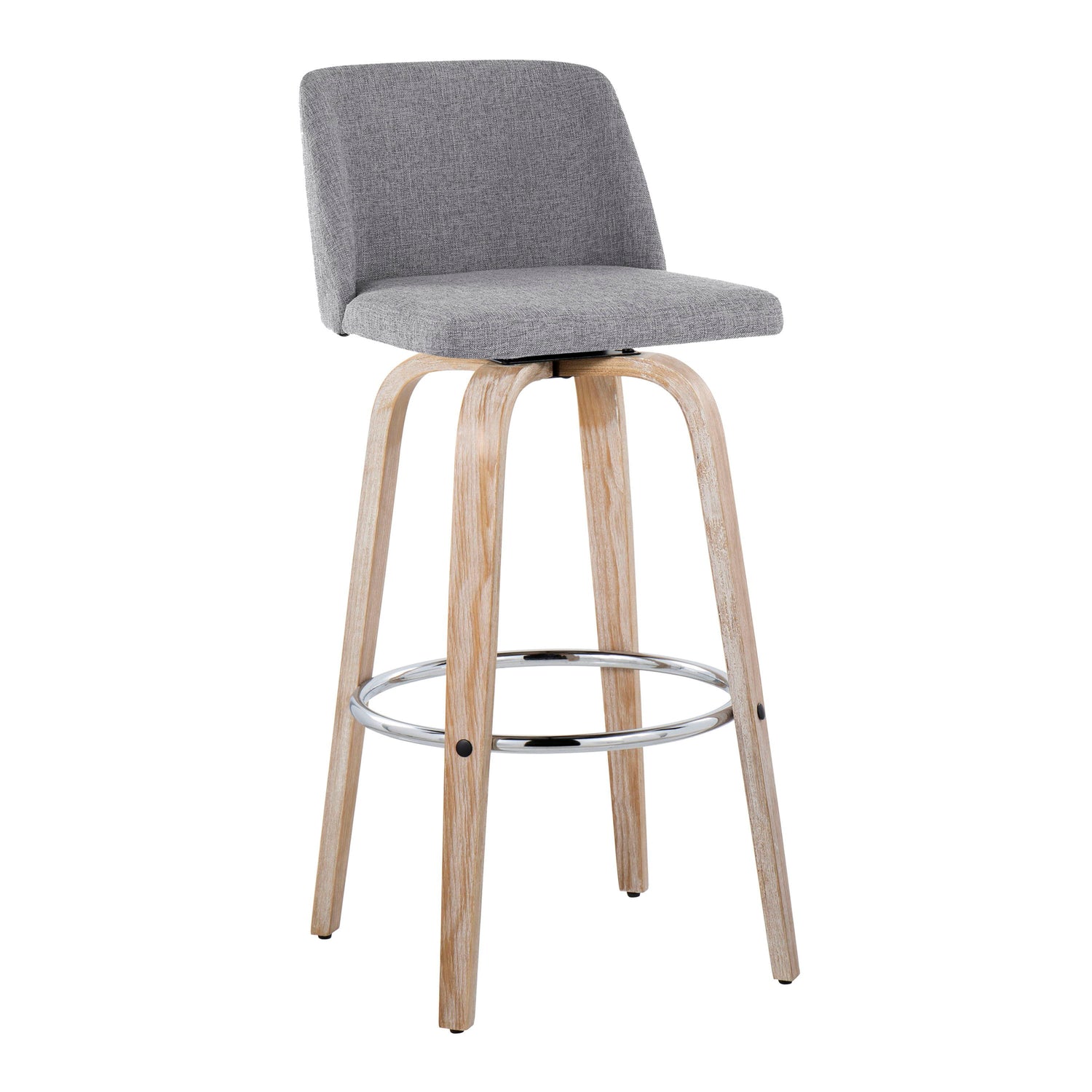 Toriano - Contemporary Fixed Height Barstool With Swivel &amp; Round Footrest (Set of 2)