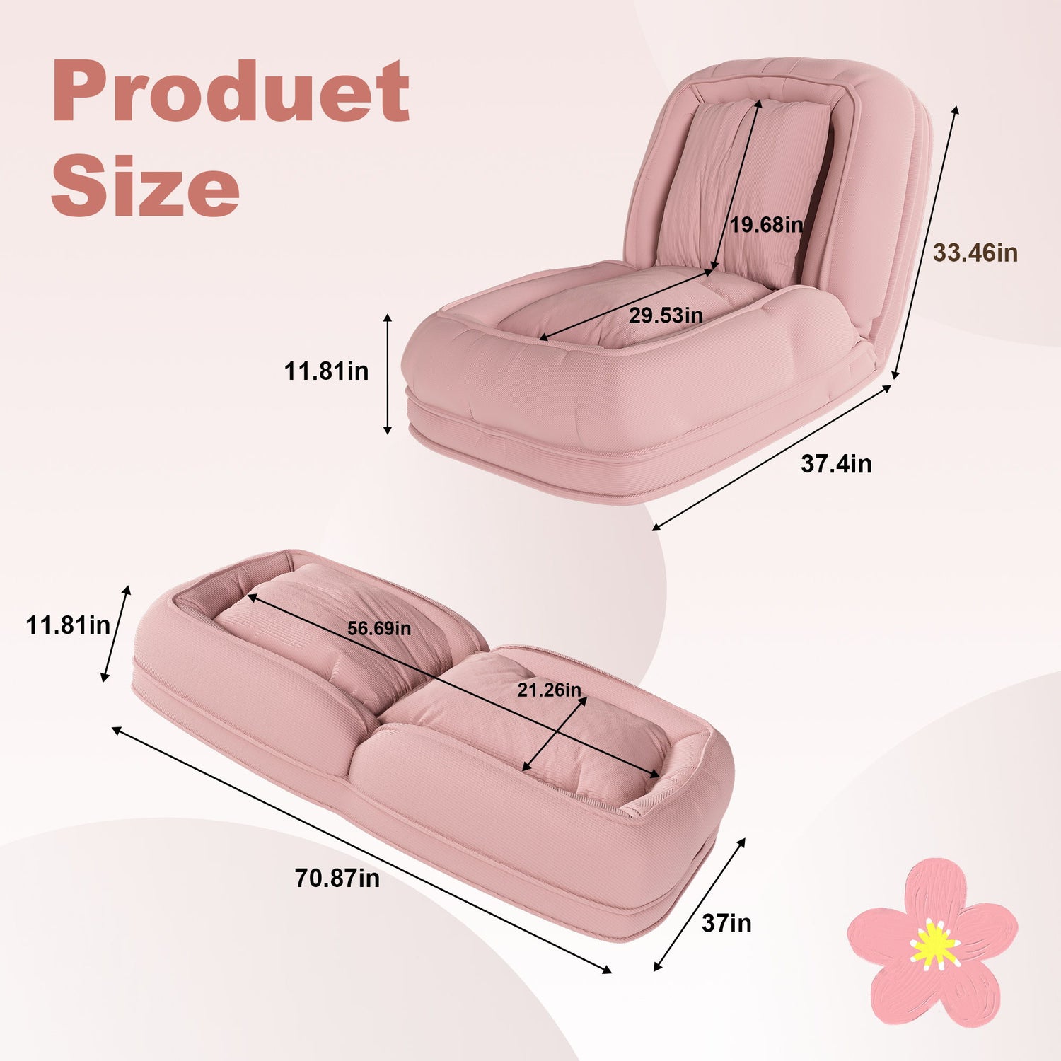 Upholstered Foldable Lazy Sofa Bed For Adults And Pets