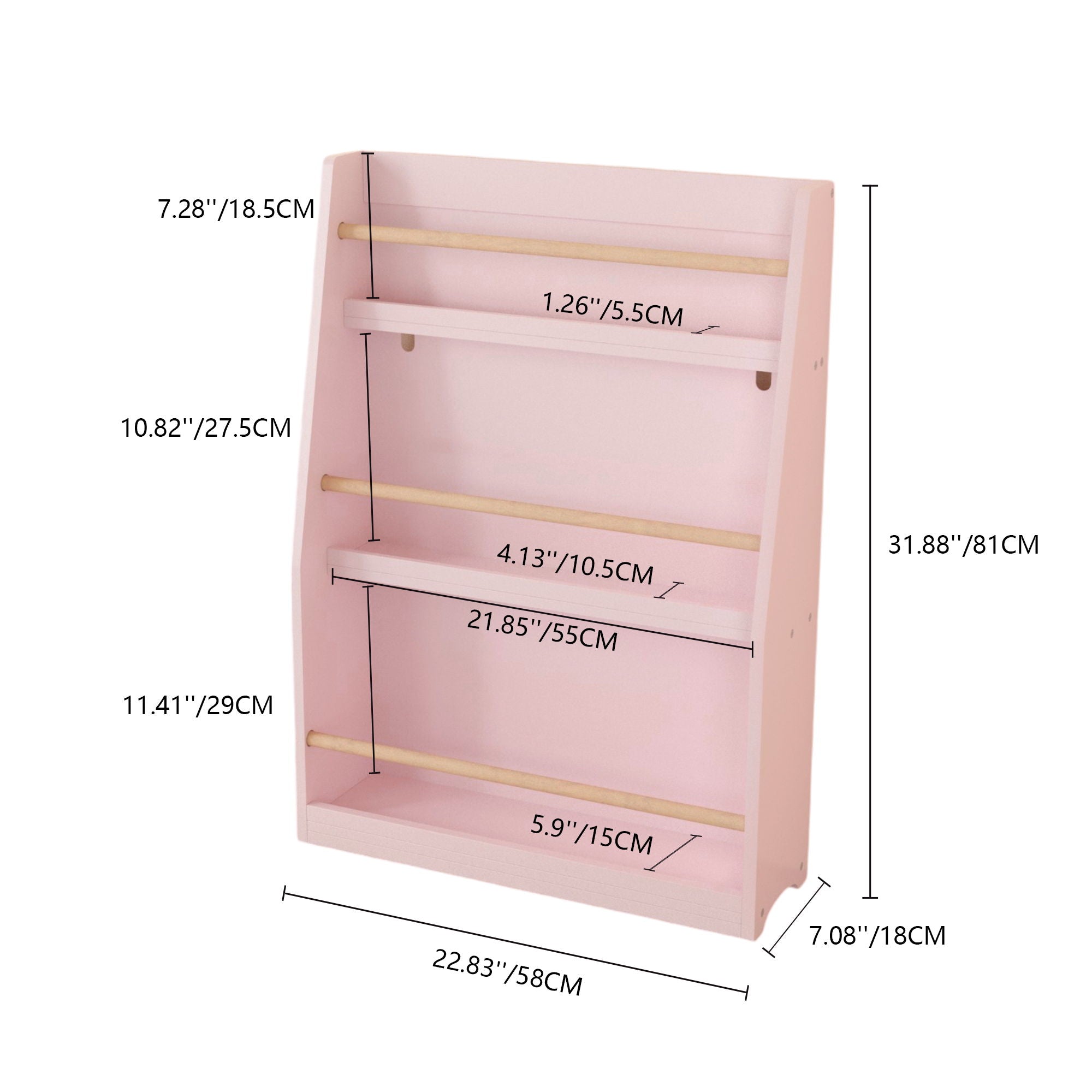 3 Tier Book Shelf, Compact Storage For Bedrooms