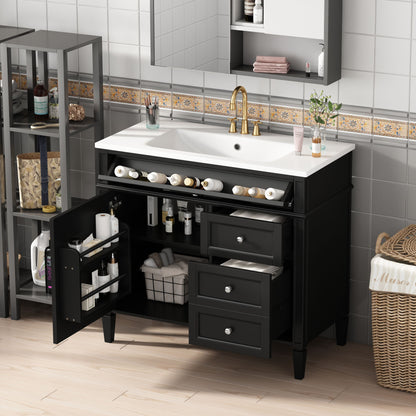 Bathroom Vanity &amp; Top Sink, Modern Bathroom Storage Cabinet With 2 Drawers And A Tip-Out Drawer