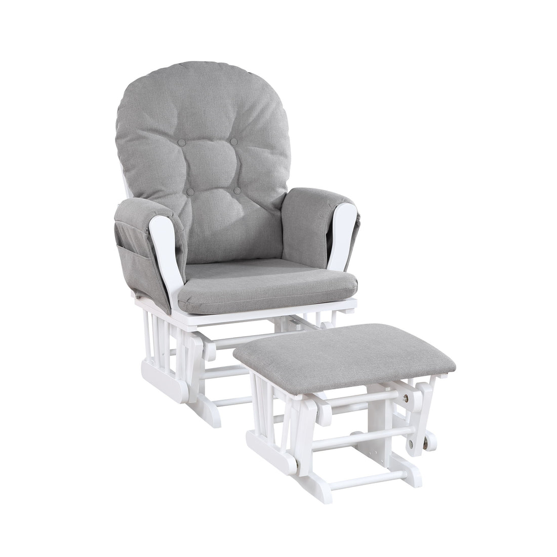 Mason - Glider And Ottoman White Wood - Gray