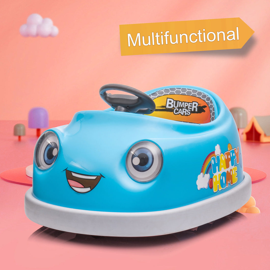 Bumper Car For Kids, 12V Dual Drive 1-6 Years Old Children&