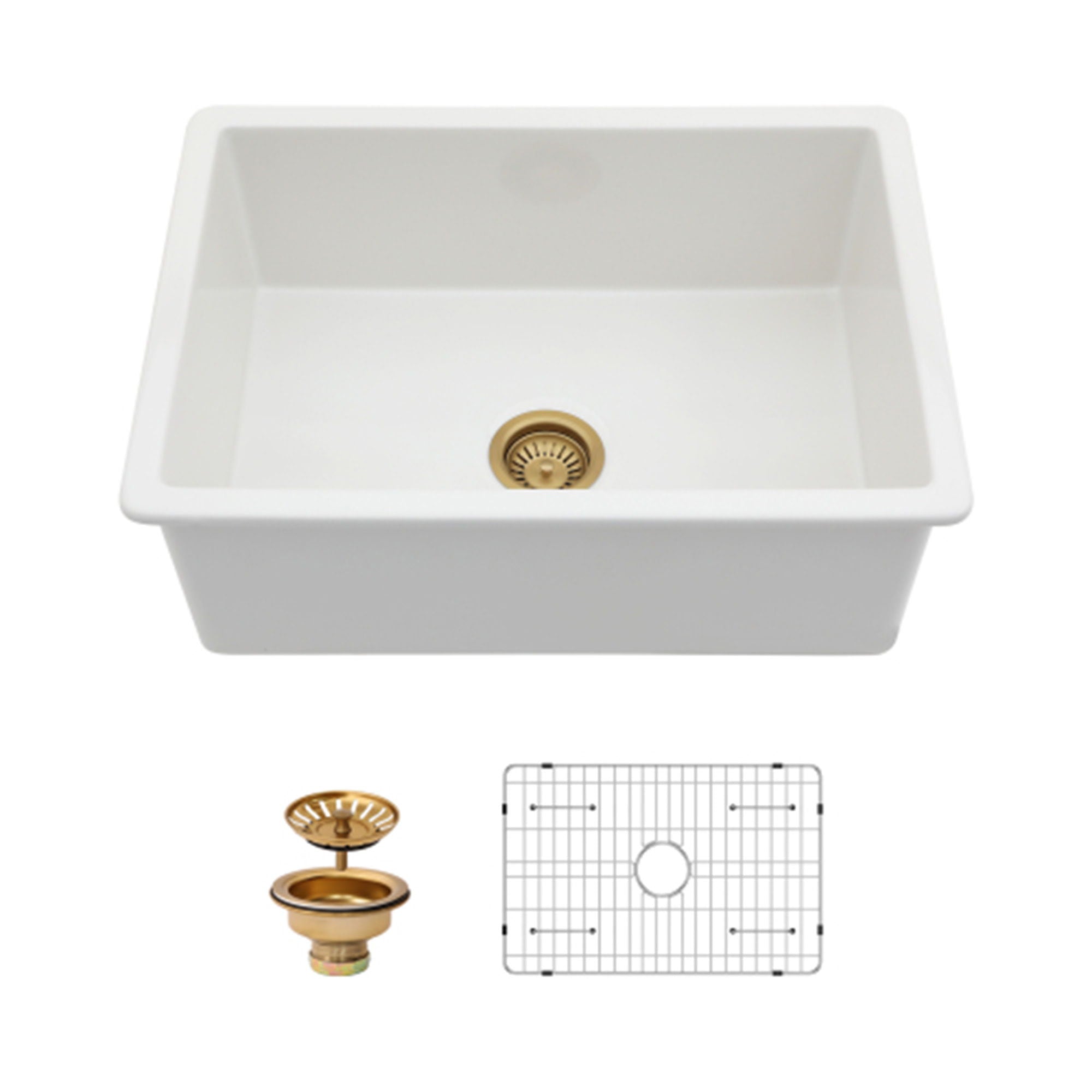Undermount Single Bowl Ceramic Kitchen Sink, Dual Mount