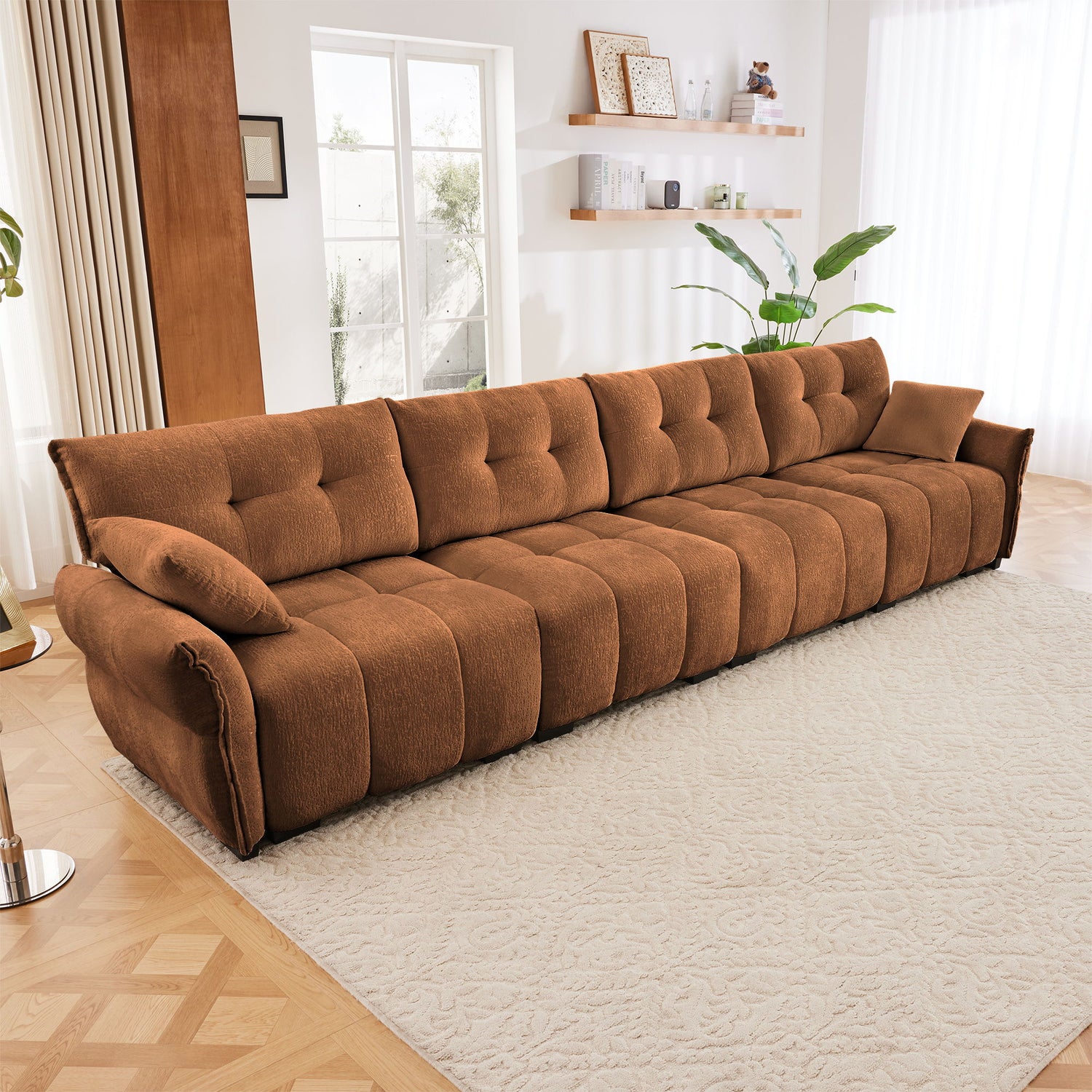 Modern Sofa &amp; Pillows, Textured Cover, High Rebound Cushions