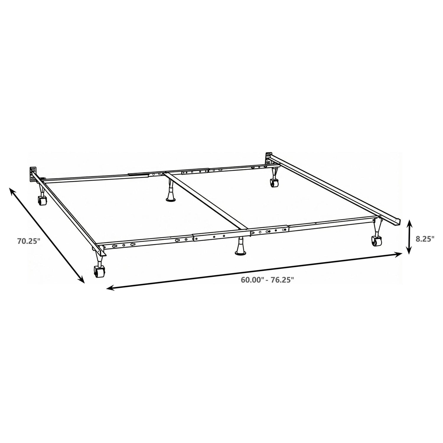 Deverton - Queen / Eastern King / California King Bed Frame With Center Support And Adjustable Design - Black