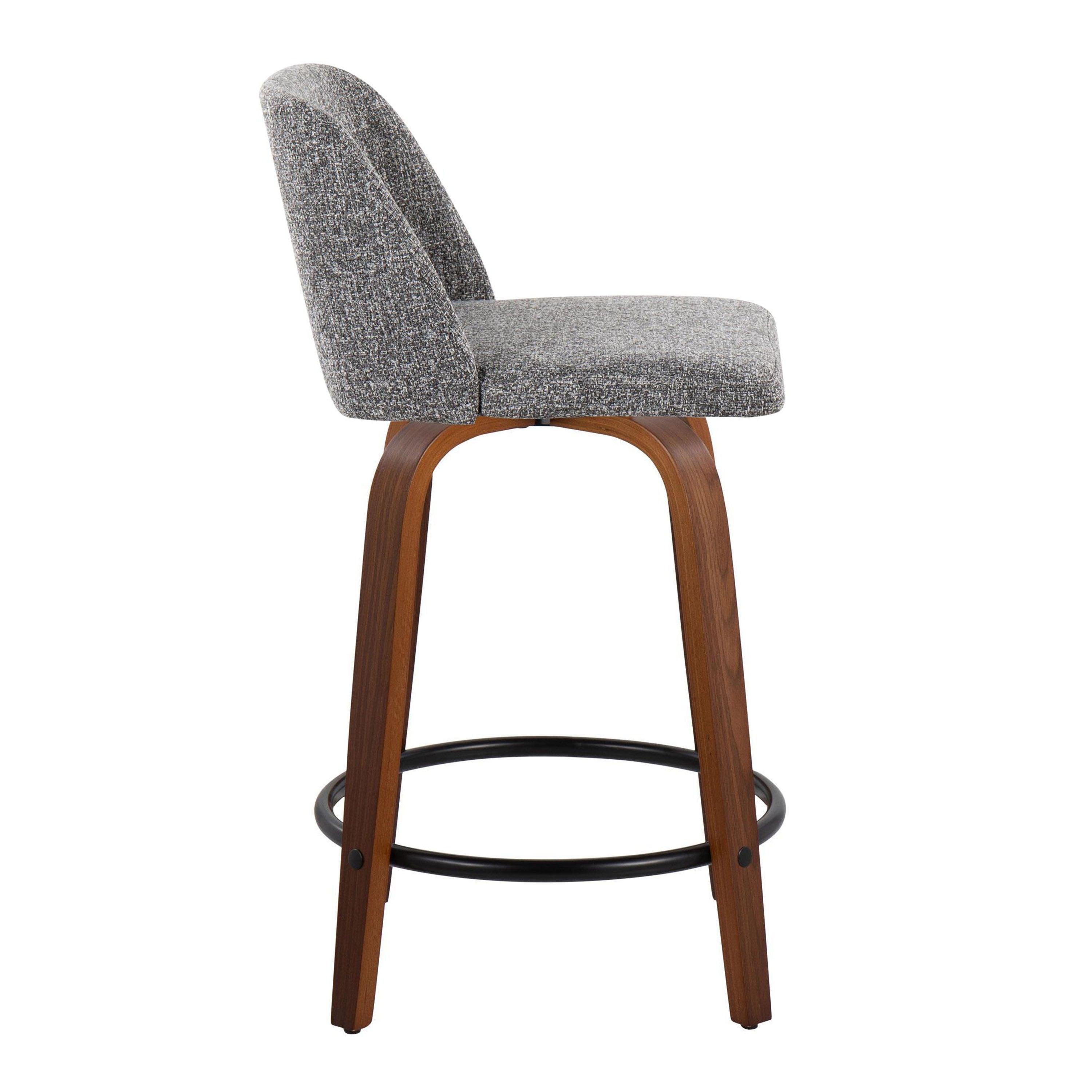 Toriano - Mid Century Modern, Fixed Height Counter Stool &amp; Swivel And Round Footrest (Set of 2)