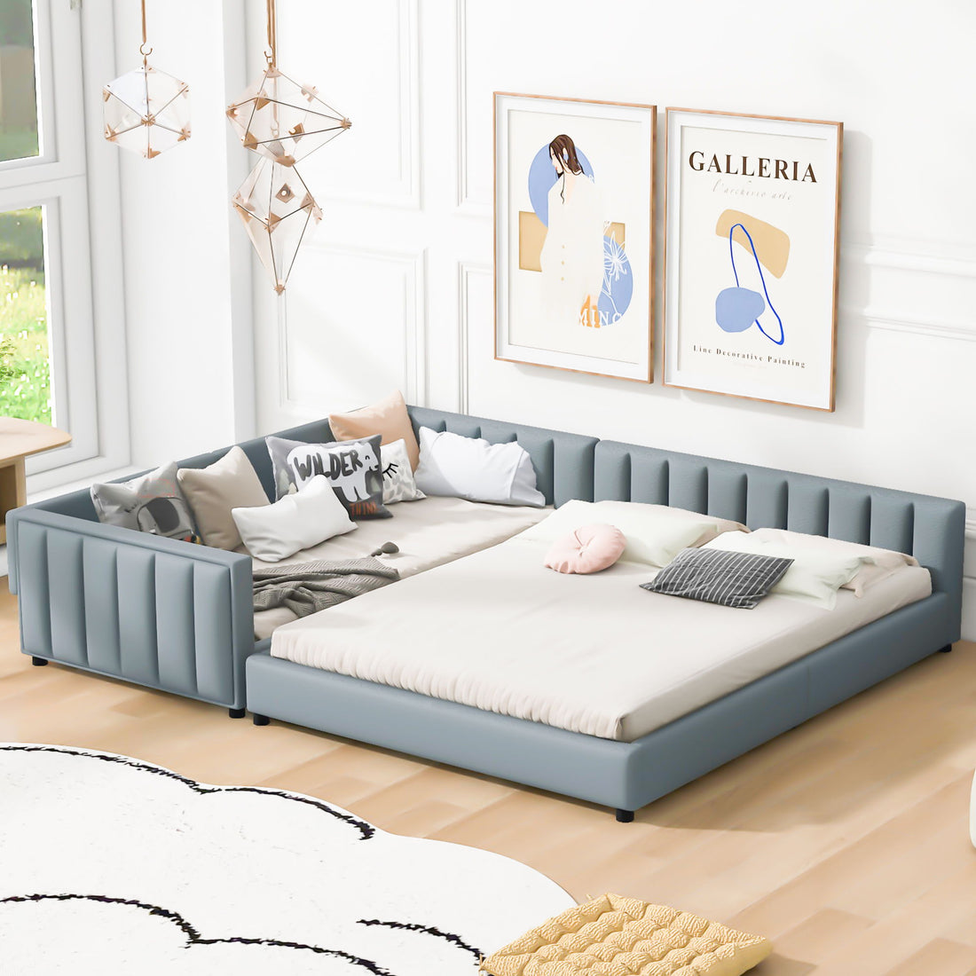 Upholstered Platform Bed, Mother &amp; Child Bed