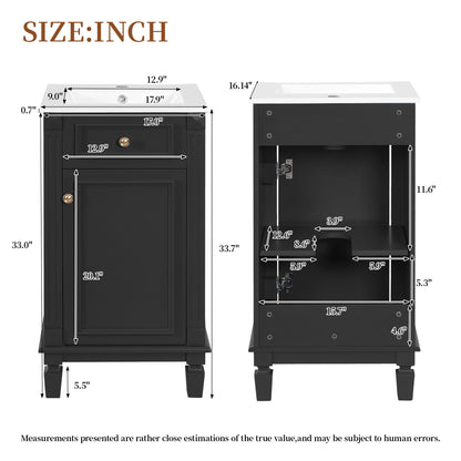 Bathroom Vanity With Sink, Soft-Closing Door, Adjustable Shelf