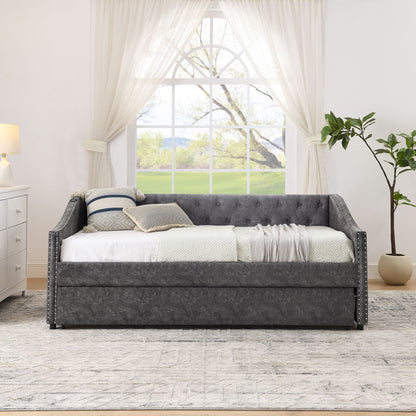 Upholstered Daybed With USB Charging &amp; Pull Out Bed