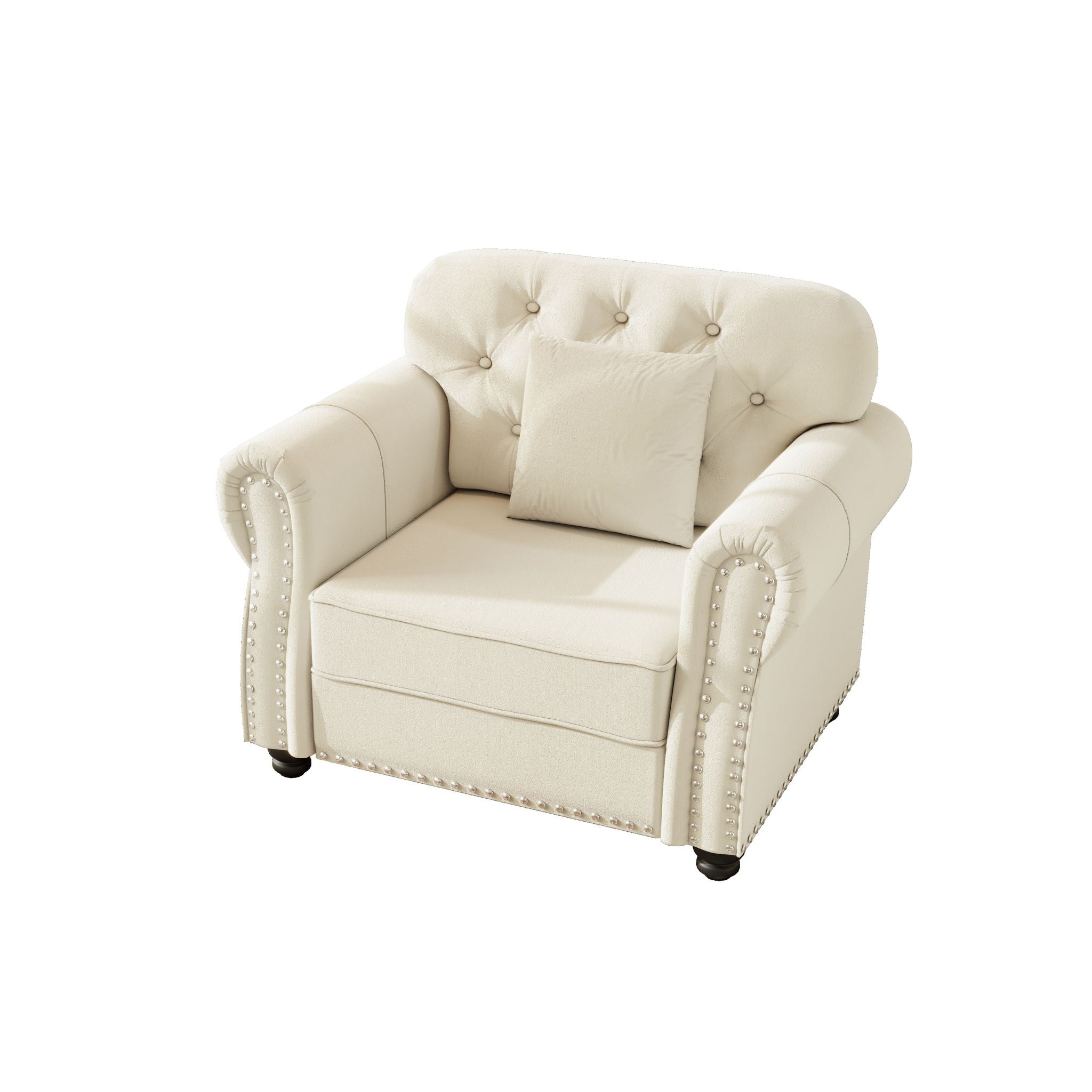 Upholstered Sofa With Nailhead Trim And Rolled Armrests