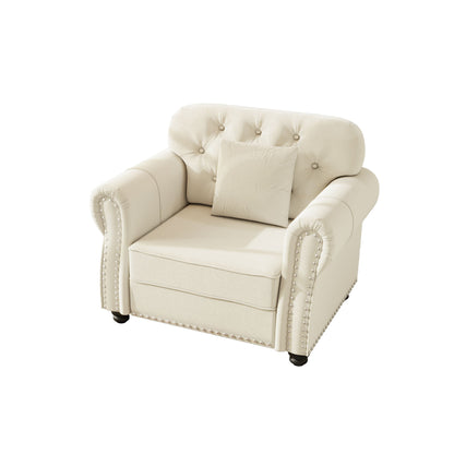 Upholstered Sofa With Nailhead Trim And Rolled Armrests