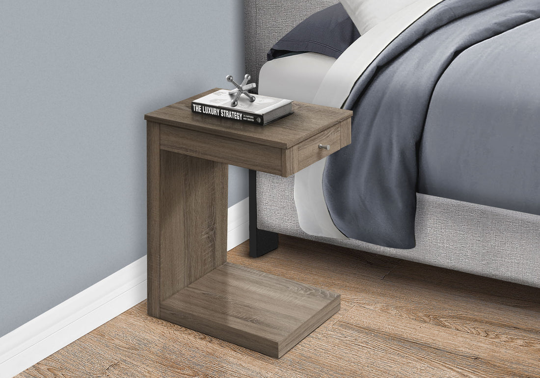 Accent Table, C - Shaped Contemporary &amp; Modern - Taupe