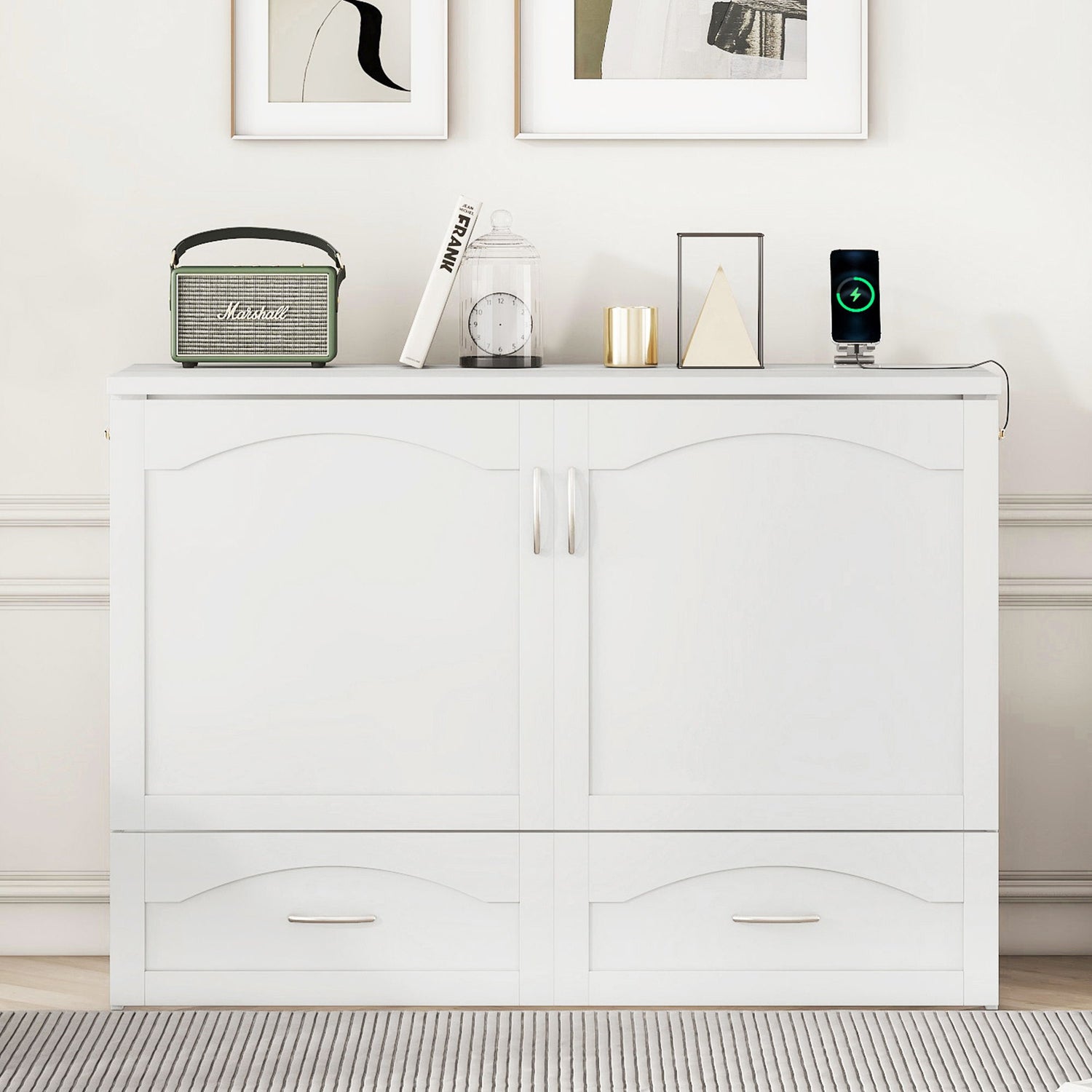 Murphy Wall Bed With Drawer And A Set Of Sockets &amp; USB Ports, Pulley Structure Design