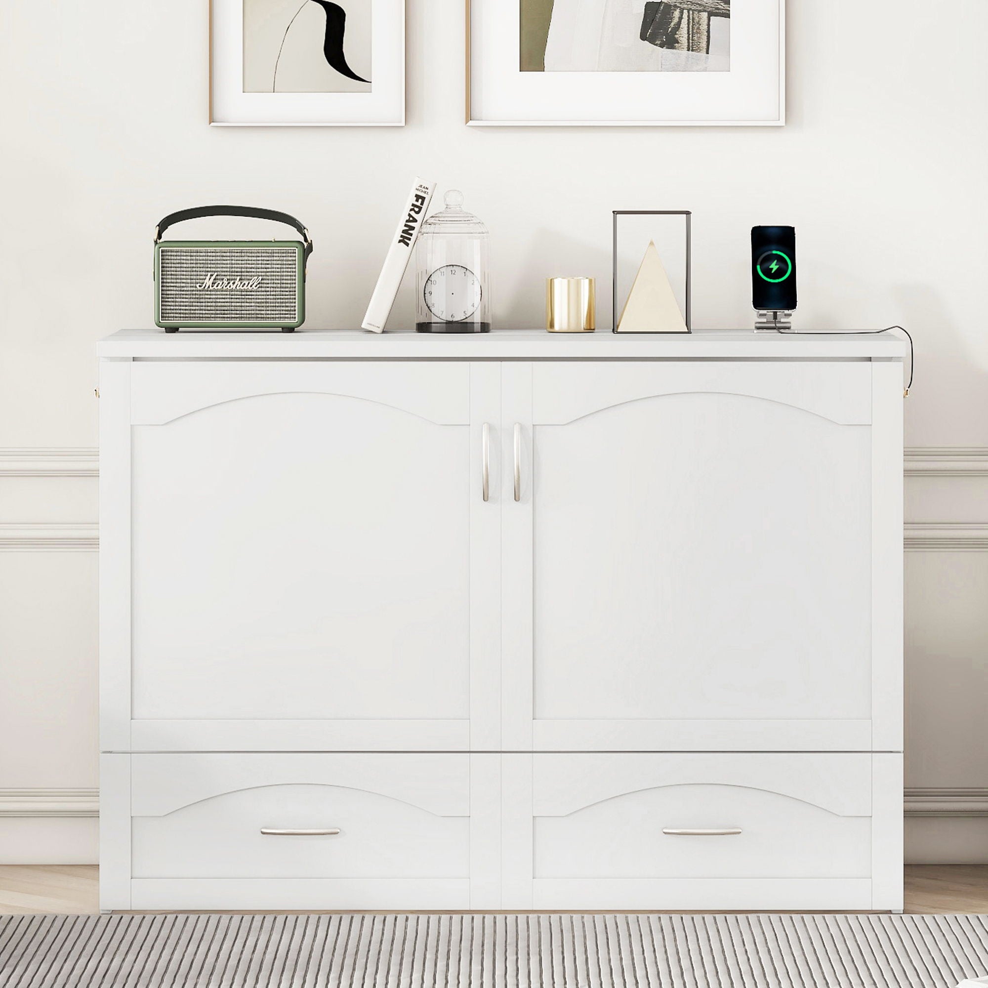 Murphy Wall Bed With Drawer And A Set Of Sockets &amp; USB Ports, Pulley Structure Design
