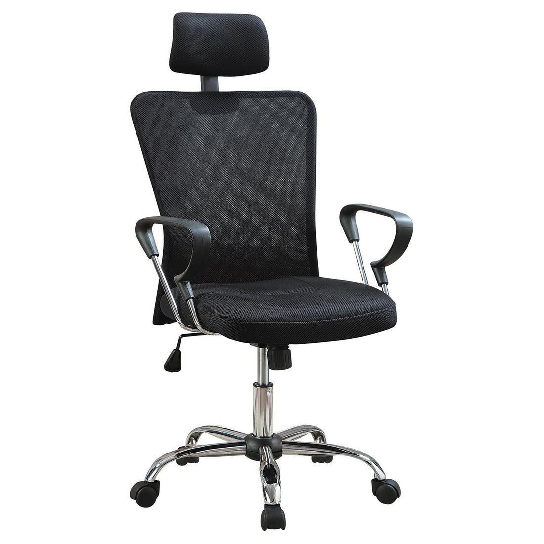 Height Adjustable Office Chair With Casters And Upholstery - Black