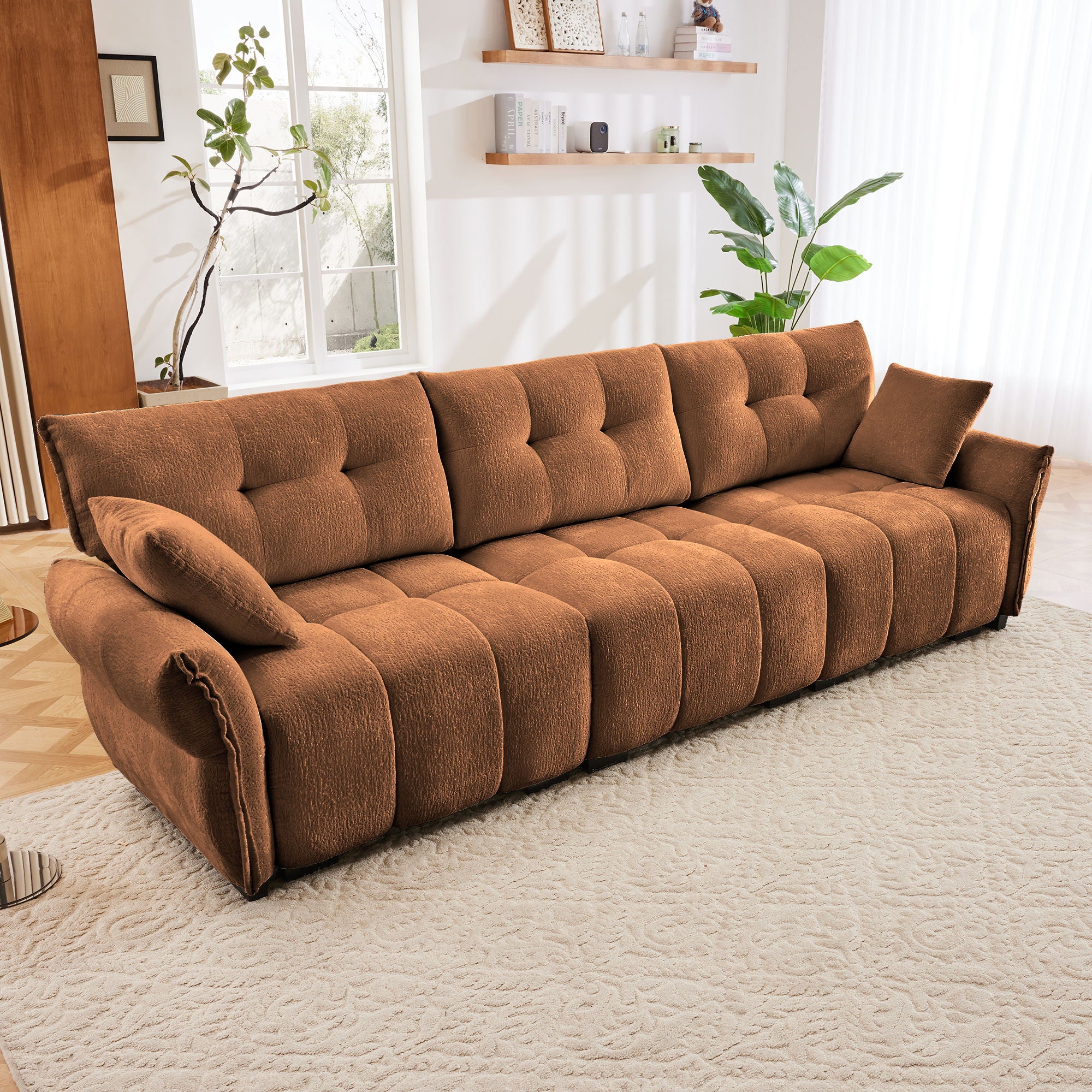 Modern Sofa &amp; Pillows, Textured Cover, High Rebound Cushions