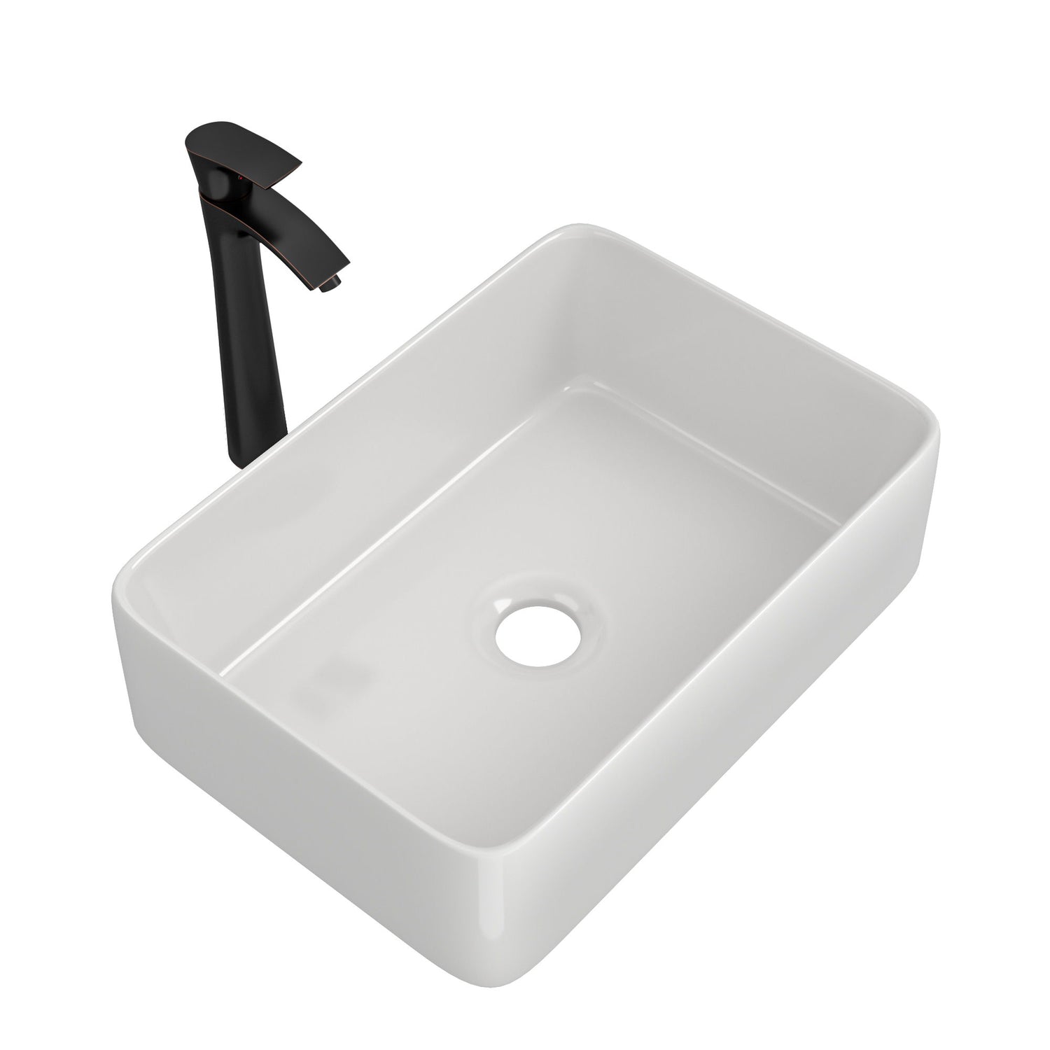 Above Porcelain Vessel Vanity Sink And Faucet Combo, 19&quot; X 15&quot; - White