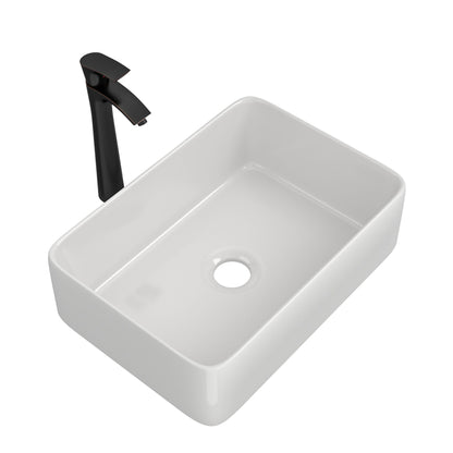 Above Porcelain Vessel Vanity Sink And Faucet Combo, 19&quot; X 15&quot; - White