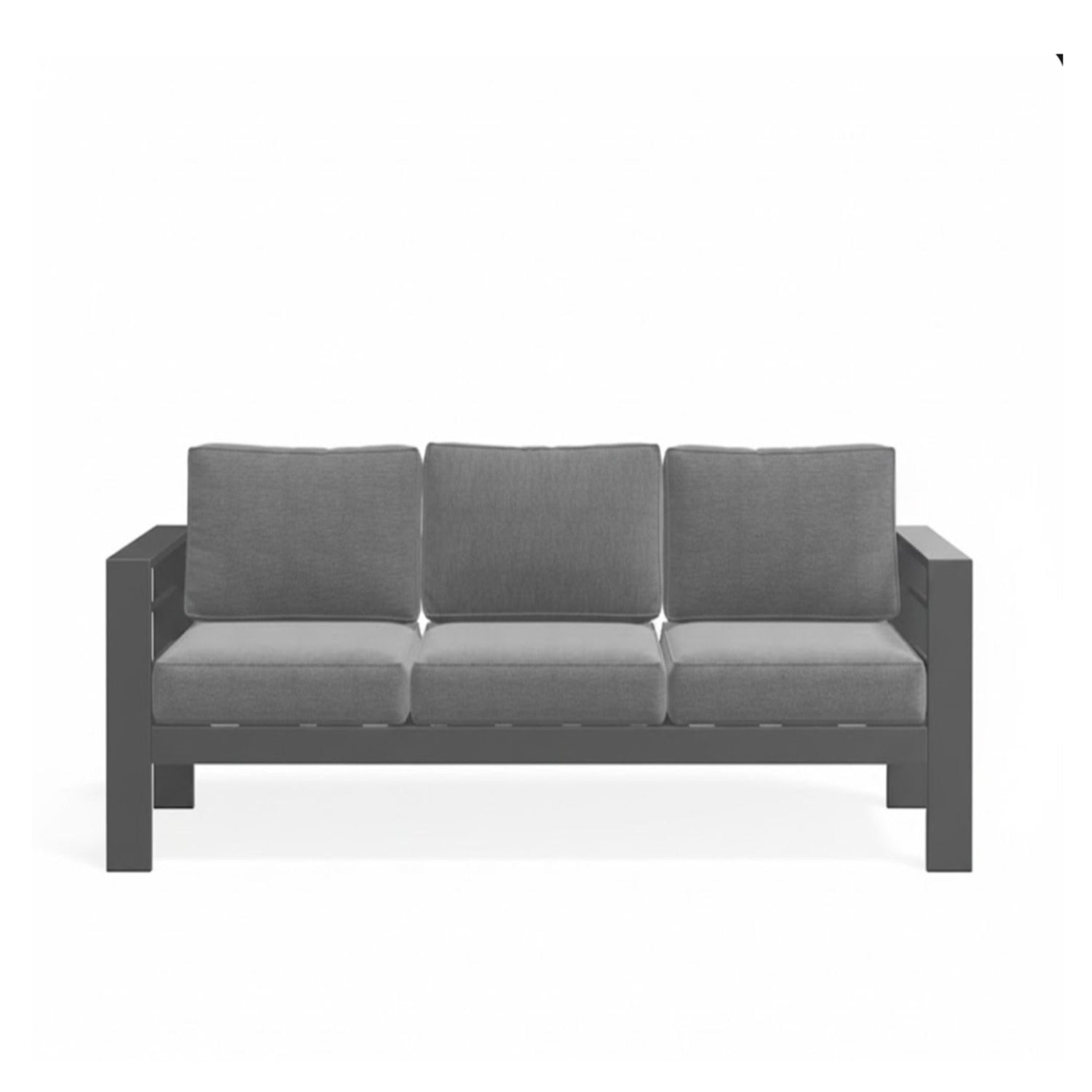 All Weather 3 Seat Patio Sofa With Thick Cushions - Gray / Gray