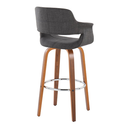 Vintage Flair - Mid Century Modern Fixed Height Barstool With Swivel &amp; Round Footrest (Set of 2)