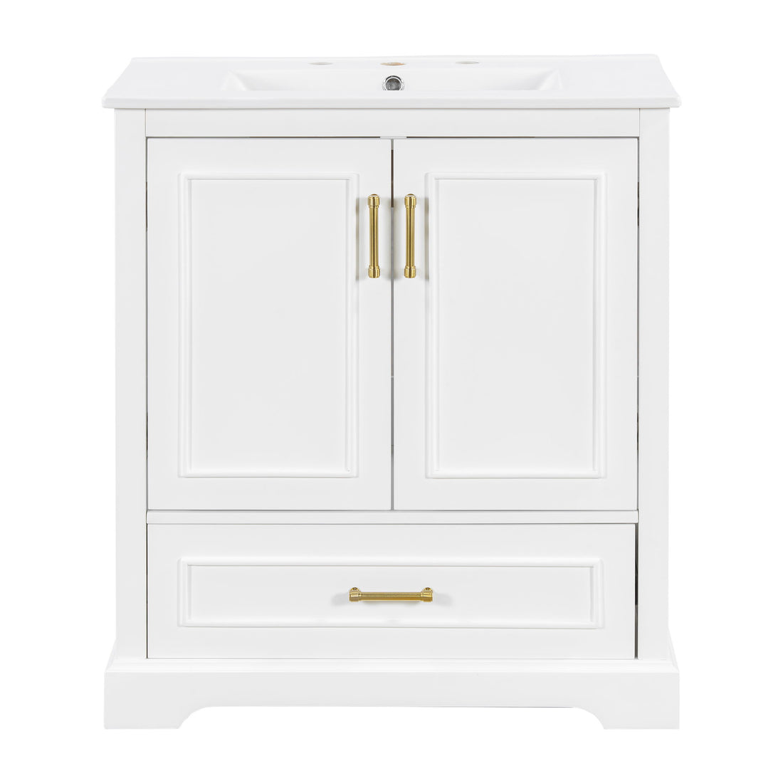 Bathroom Vanity With Sink, 1 Divided Drawer And 2 Soft Close Doors With Double Shelf