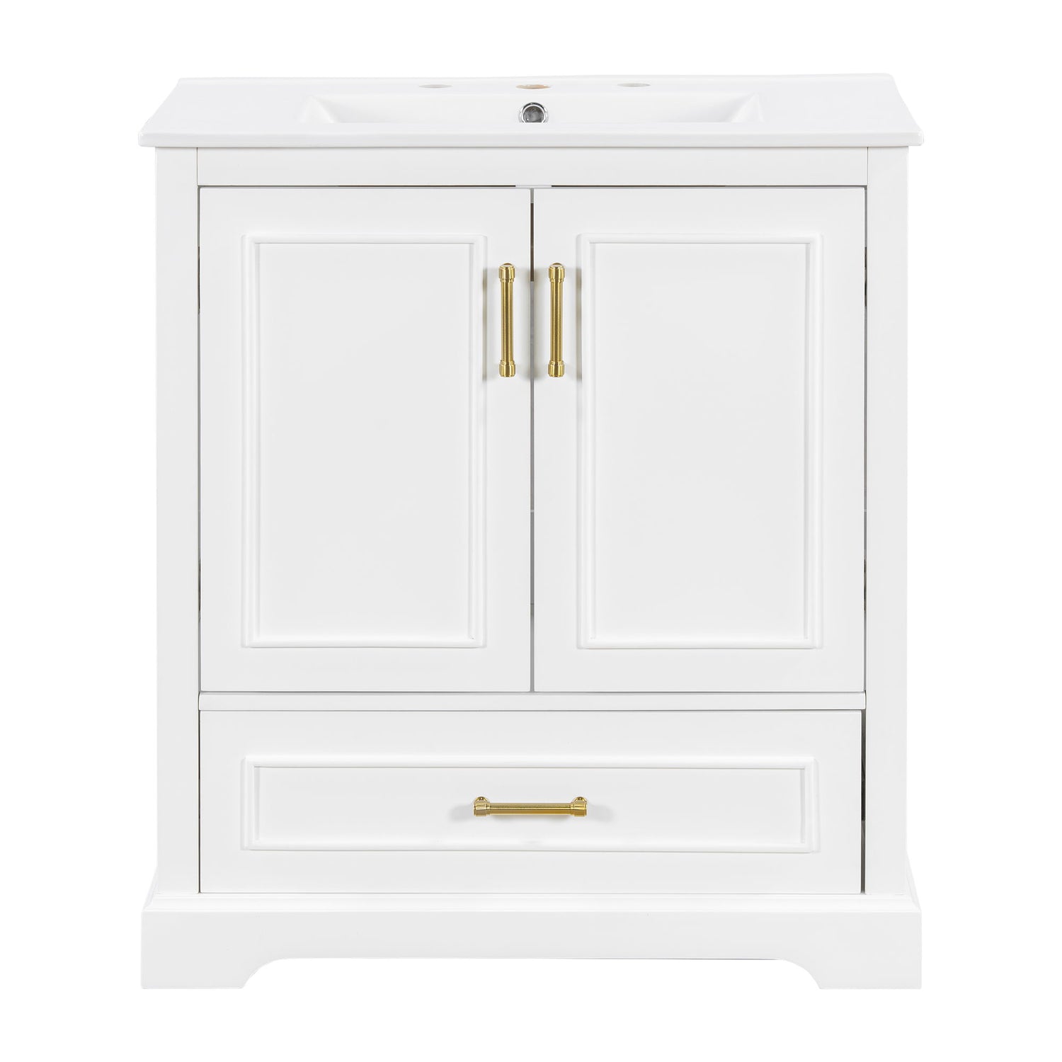 Bathroom Vanity With Sink, 1 Divided Drawer And 2 Soft Close Doors With Double Shelf