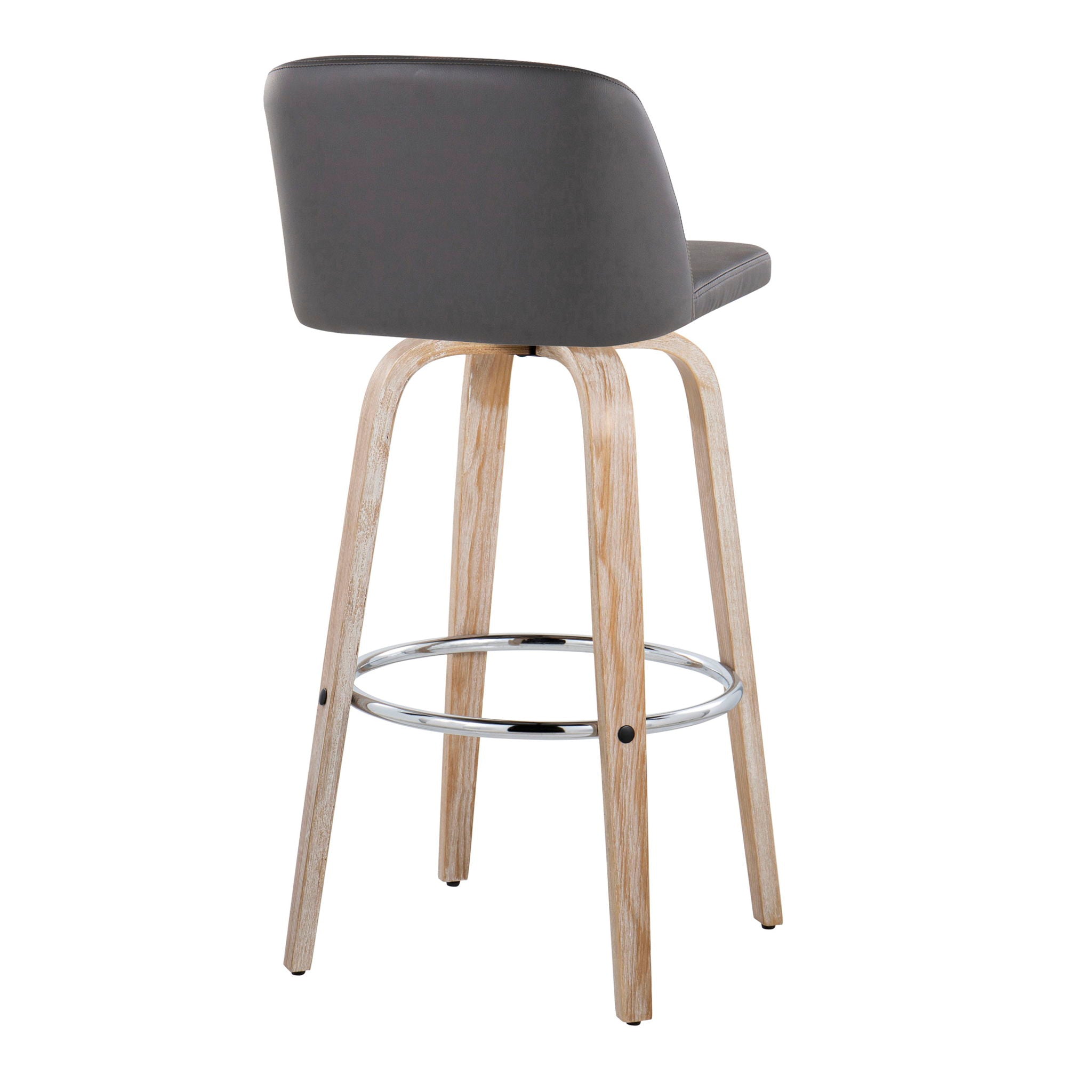 Toriano - Contemporary Fixed Height Barstool With Swivel &amp; Round Footrest (Set of 2)