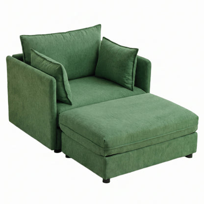 Oversized Deep Seat Accent Chair With Matching Storage Ottoman &amp; Throw Pillows