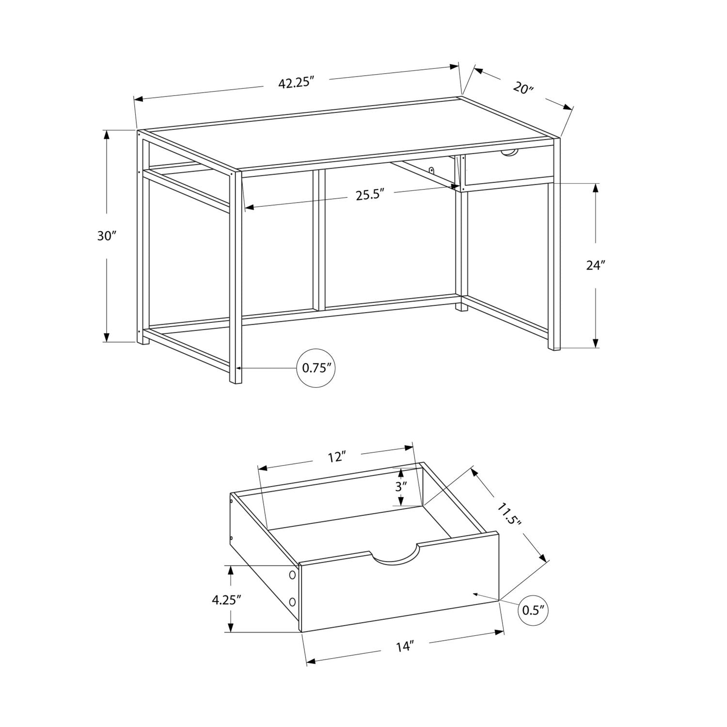 Computer Desk For Home Office, Laptop, 1 Storage Drawer, Contemporary &amp; Modern