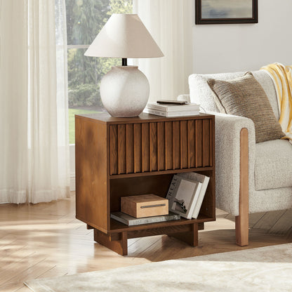 Nightstand With Hidden Charging Station USB Ports &amp; Outlet Hole