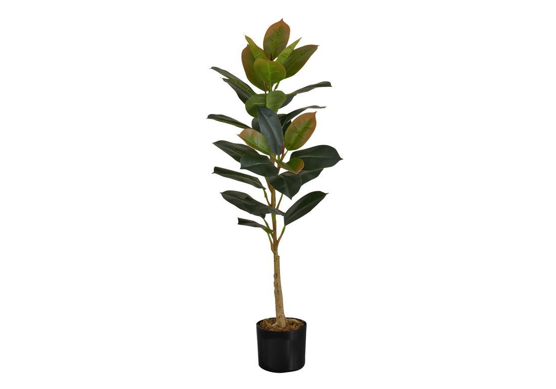 Artificial Plant, 40&quot; Tall, Rubber Tree, Indoor, Faux, Fake, Floor, Greenery, Potted, Real Touch, Decorative - Green / Black