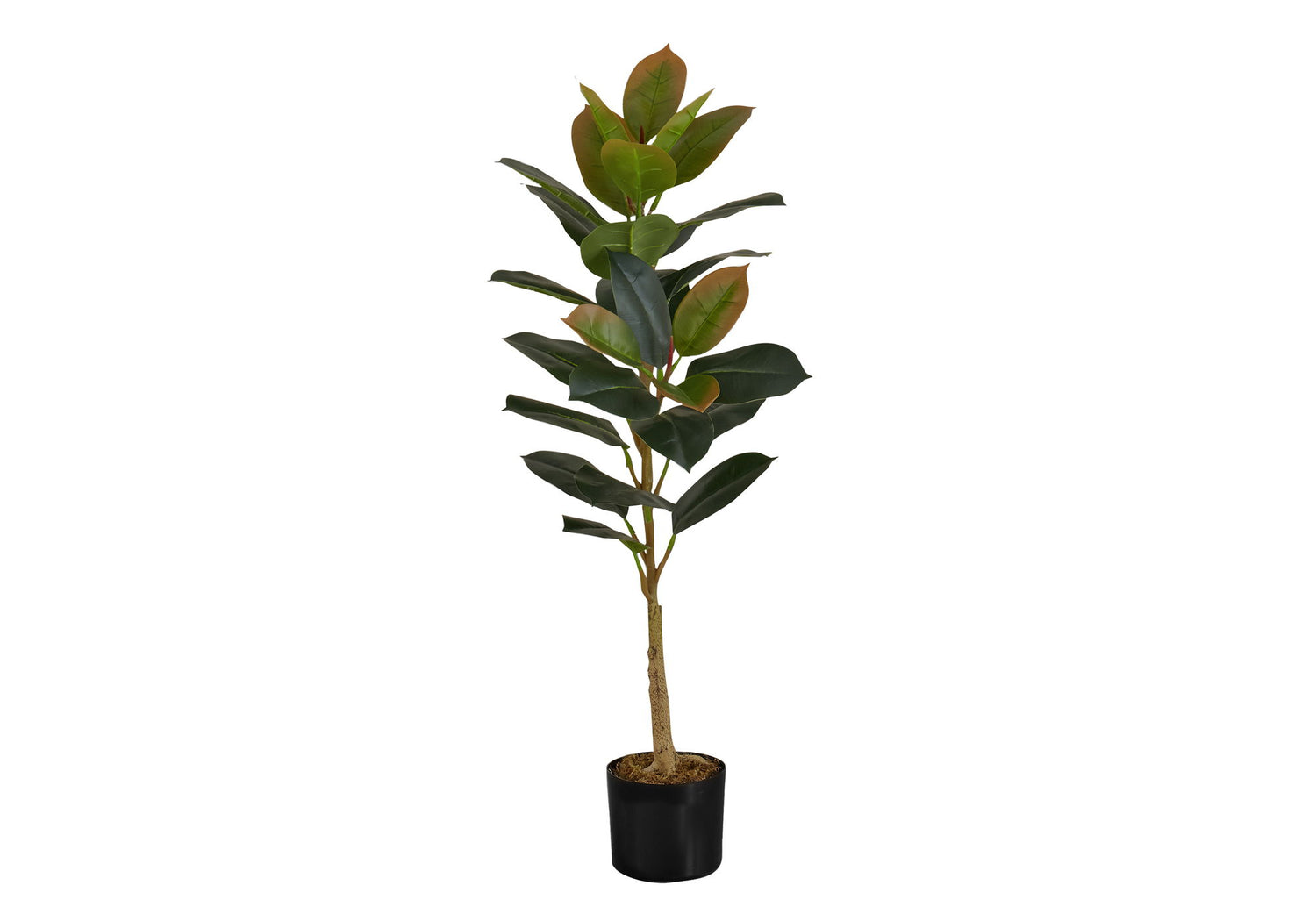 Artificial Plant, 40&quot; Tall, Rubber Tree, Indoor, Faux, Fake, Floor, Greenery, Potted, Real Touch, Decorative - Green / Black