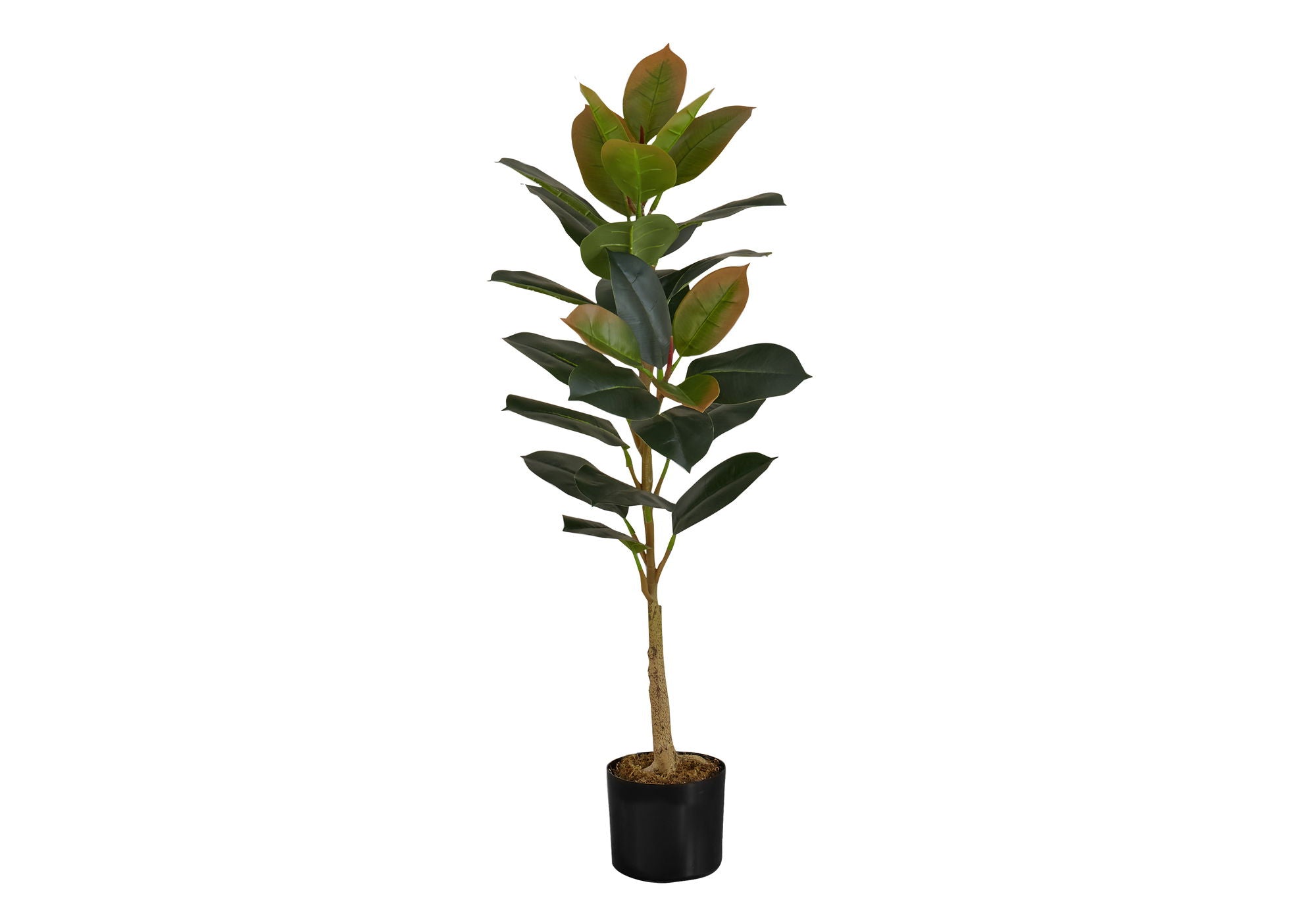 Artificial Plant, 40&quot; Tall, Rubber Tree, Indoor, Faux, Fake, Floor, Greenery, Potted, Real Touch, Decorative - Green / Black