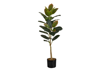 Artificial Plant, 40&quot; Tall, Rubber Tree, Indoor, Faux, Fake, Floor, Greenery, Potted, Real Touch, Decorative - Green / Black