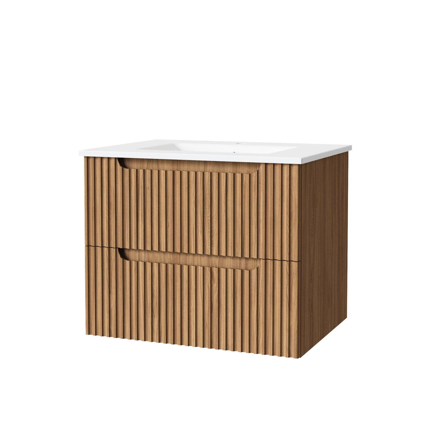 30&quot; Wall Mounted Bathroom Vanity With Sink, Soft Close System, And Spacious Drawers - Walnut