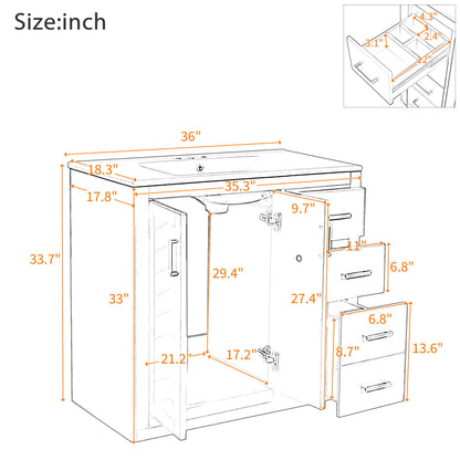 Bathroom Vanity With Sink Combo, Storage Cabinet, Freestanding Set With 3 Drawers &amp; Soft Closing Doors