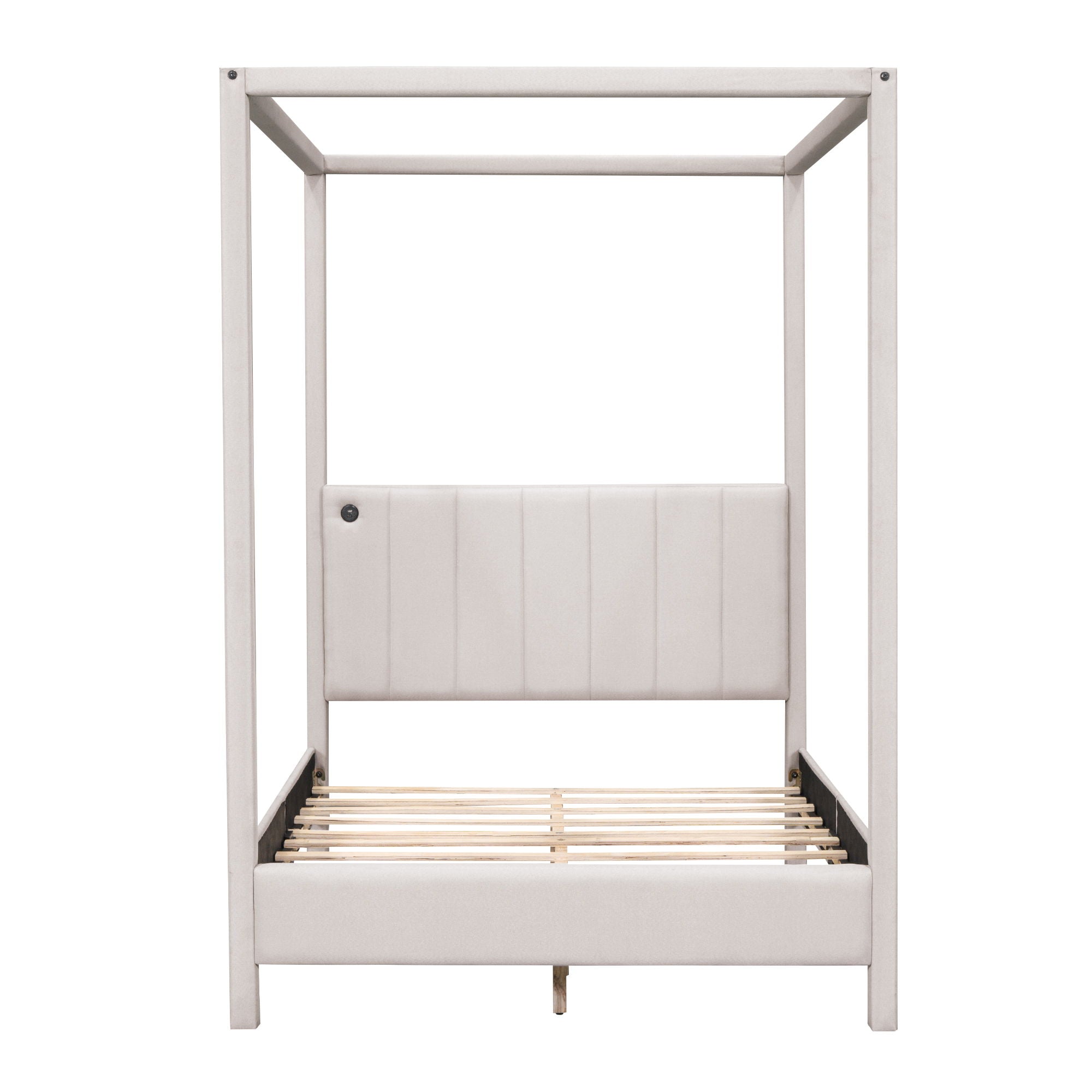 Canopy Platform Bed With USB And Type-C Ports