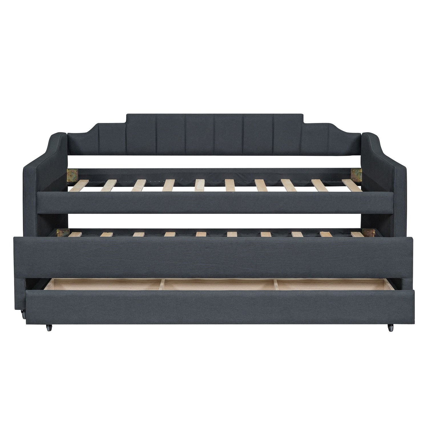 Upholstered Simple Design Daybed With Trundle And 3 Drawers